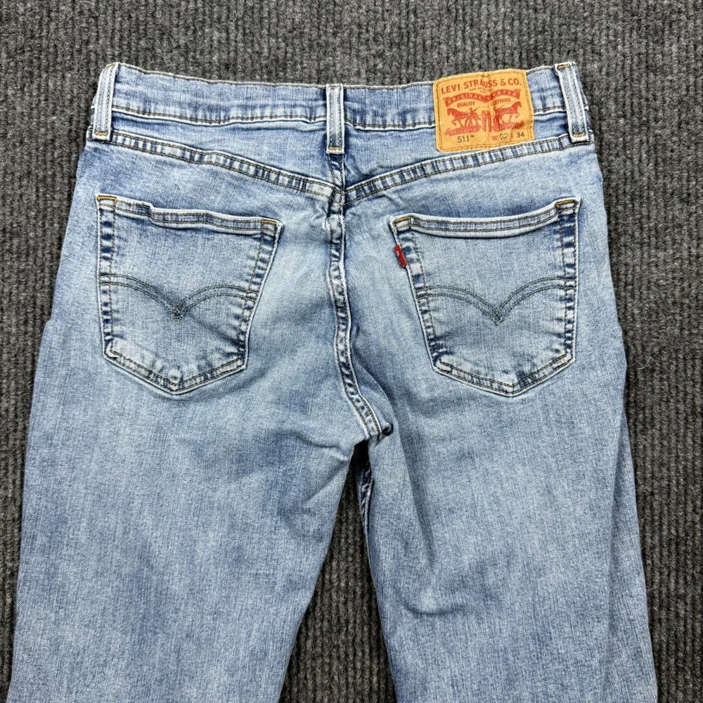 Levis 511 Slim Fit Jeans Mens 32x34 Light Wash Blue Denim 04511-3623